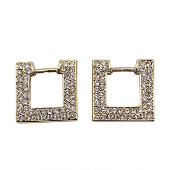 Gold-Tone Christian Dior Clip-On Earrings with Gold Attach. & Rhinestone Attach. - Picture 2 of 10